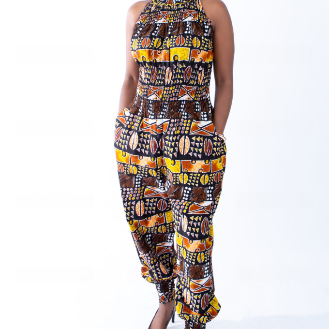 Beautiful Helen High Neck Tribal Ankara Print Jumpsuit