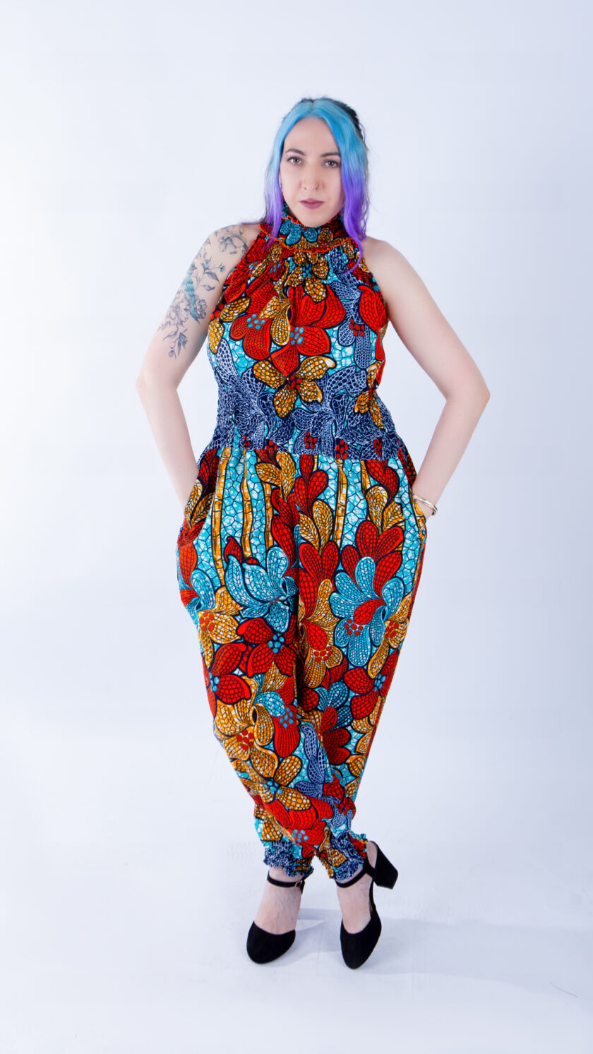 Helen High Neck Colourful Floral Ankara Print Jumpsuit