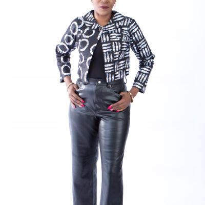 Anna Beautiful Black and White Cross Ankara Cropped Jacket