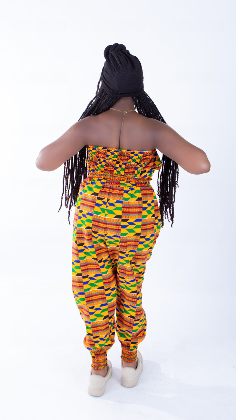 Merci Vibrant Kente Print Bandeau & Puff Trouser Set