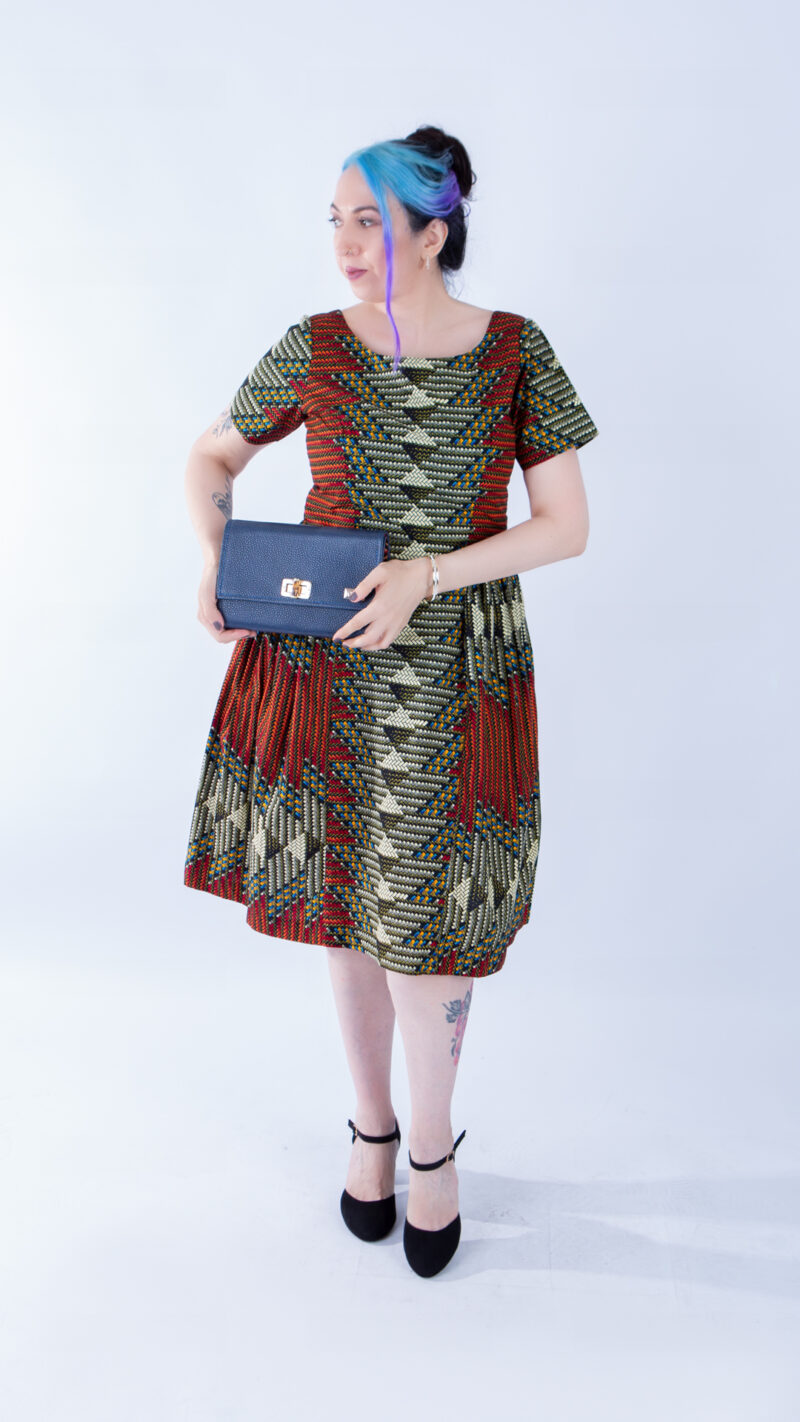 Sally Brown Ankara Short Sleeve A-line Dress