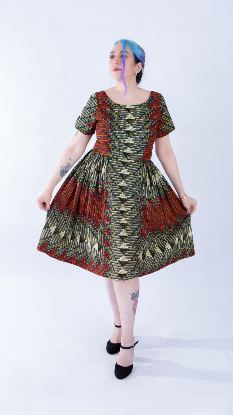 Sally Brown Ankara Short Sleeve A-line Dress