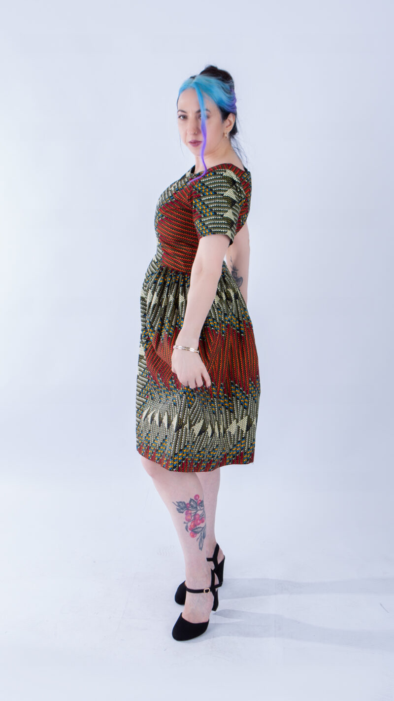 Sally Brown Ankara Short Sleeve A-line Dress