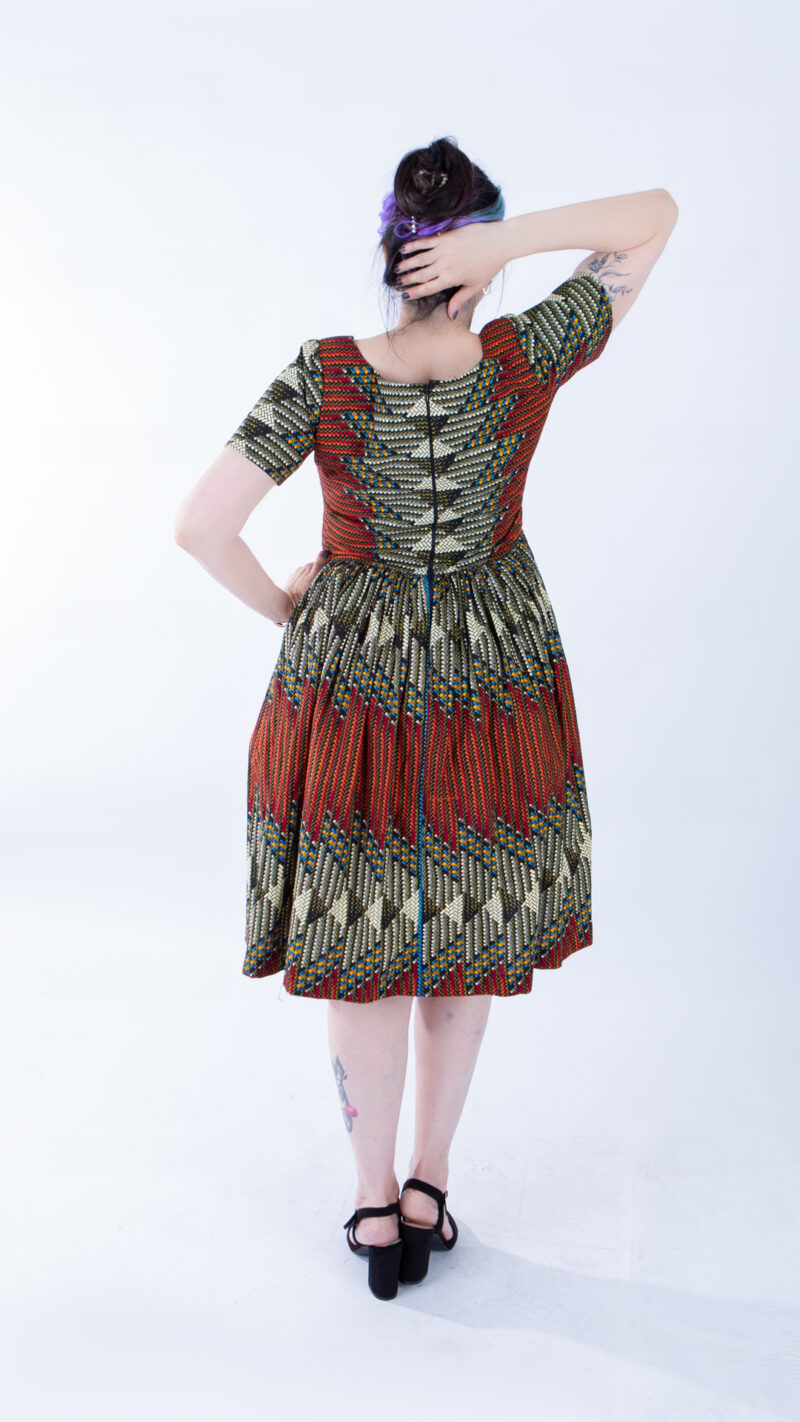 Sally Brown Ankara Short Sleeve A-line Dress