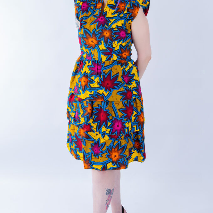 Adesina V Neck Colourful Floral Ankara Dress