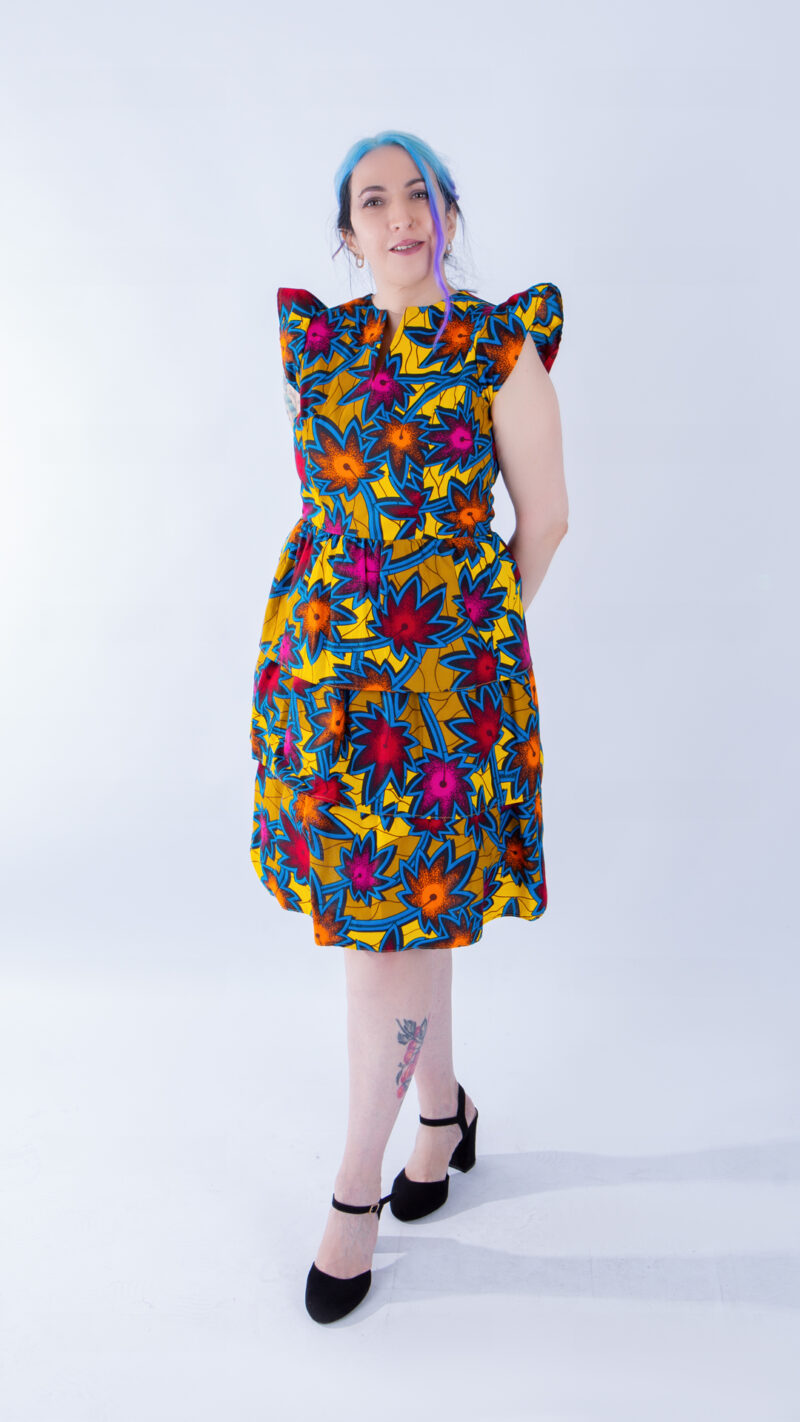 Adesina V Neck Colourful Floral Ankara Dress