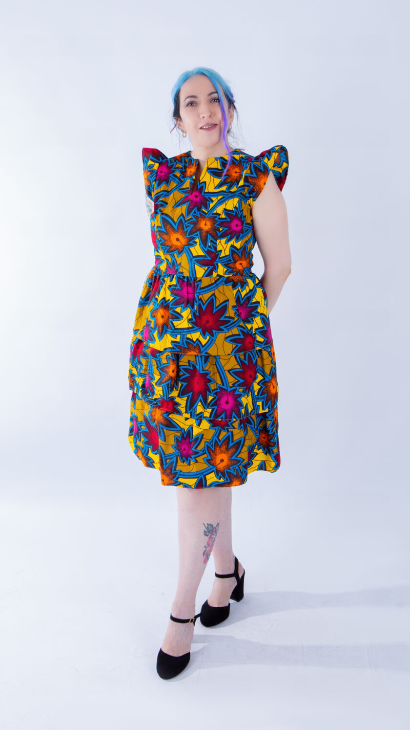 Adesina V Neck Colourful Floral Ankara Dress