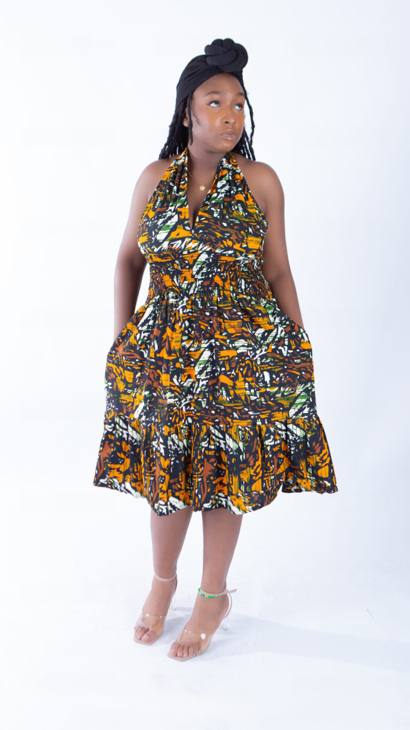 Sweetie Camo Ankara Print African Swing Dress