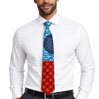 Handcrafted Multi-coloured Ankara Tie & Handkerchief Sets