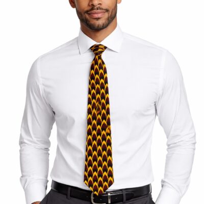 Handcrafted Mustard Ankara Tie & Handkerchief Sets