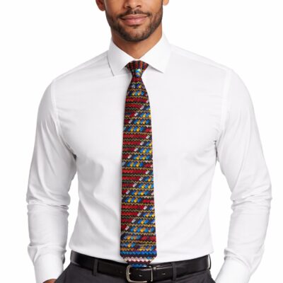 Handcrafted Ash Brown Ankara Tie & Handkerchief Sets