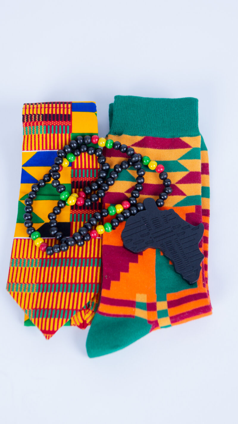 Best kente Tie, Sock & Wood Necklace Gift Set for Him
