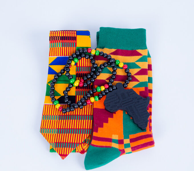 Best kente Tie, Sock & Wood Necklace Gift Set for Him