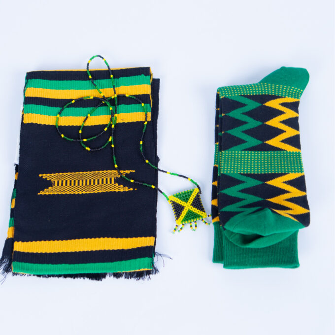 Jamaica Theme Tie, Sock & Beads Gift Set for Him