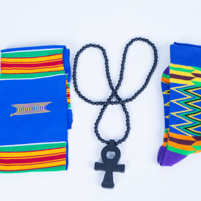 Blue Prints Gift Set for Men with Wood Ankh Necklace