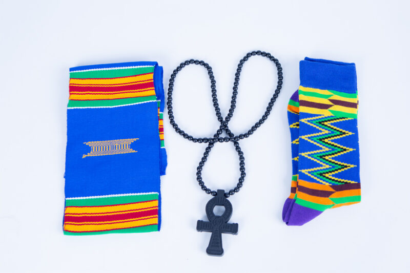 Blue Prints Gift Set for Men with Wood Ankh Necklace