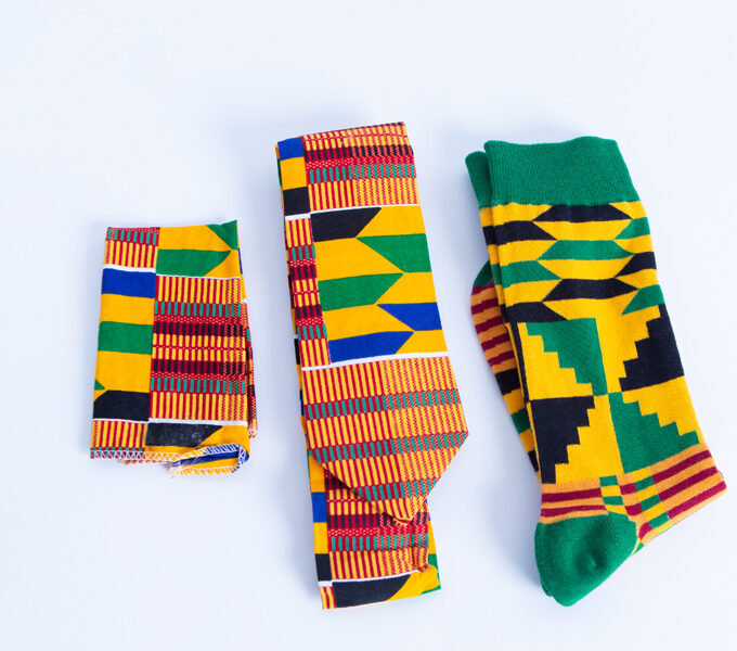 Kente Pattern Men Gift Set with Tie and Socks