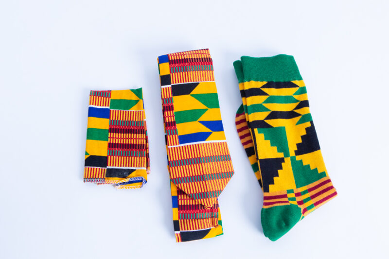 Kente Pattern Men Gift Set with Tie and Socks