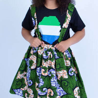 Jtaphrique Girl's Ankara print harness Play Skirt in Sage