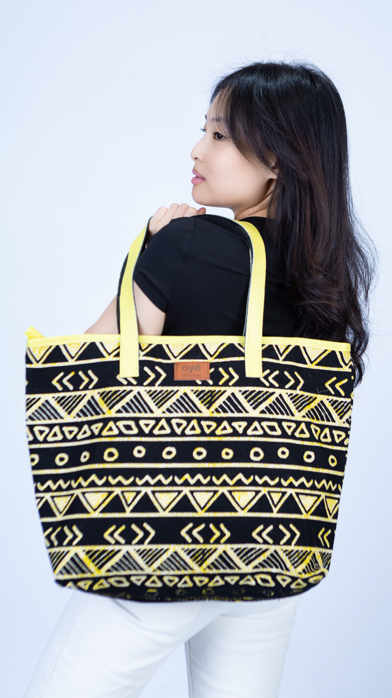 Oye Yellow and Black African Print Shoulder Bag