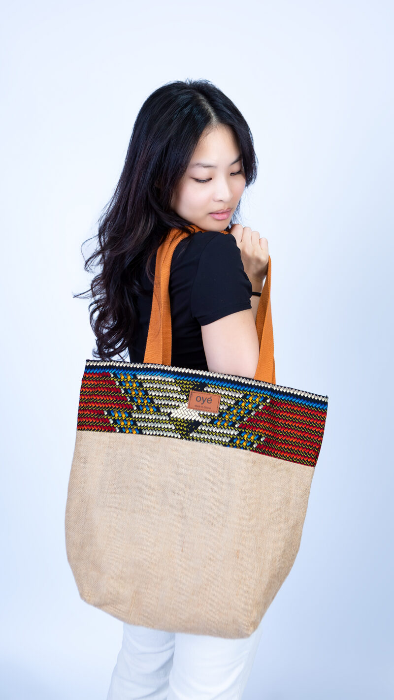 Oye Brown Hues Ankara Print Rim Shoulder Bag