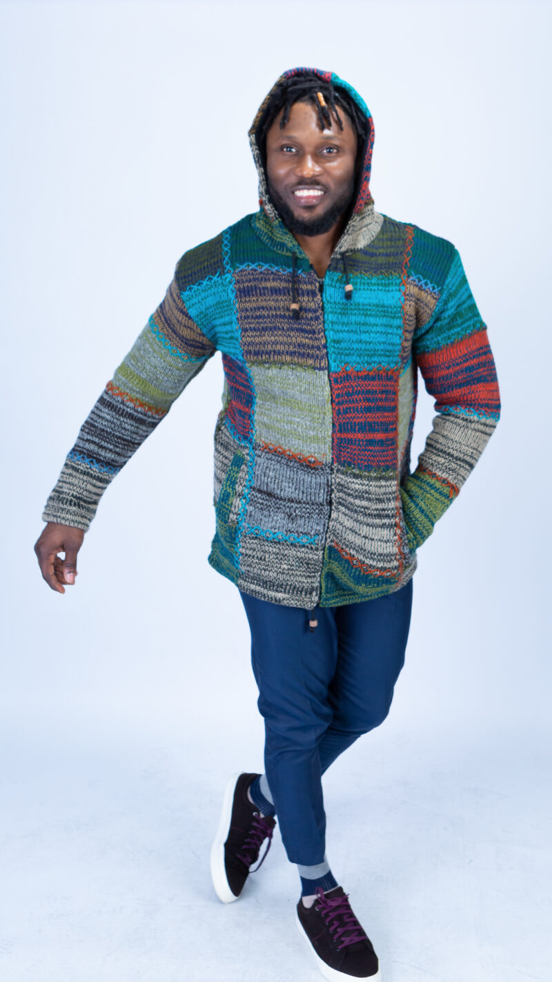 Blue Hues Quality Handmade Woolen Hoodie Jumper