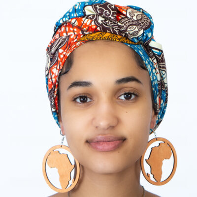 Teki Blue and Orange Multi-colour African Headwrap