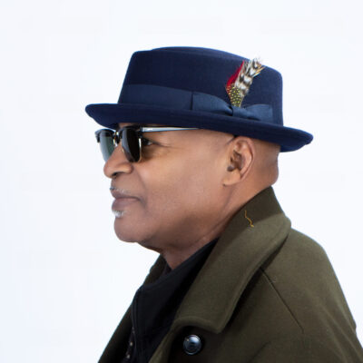 Classic Navy Blue Pork Pie Hat with Feather Decore