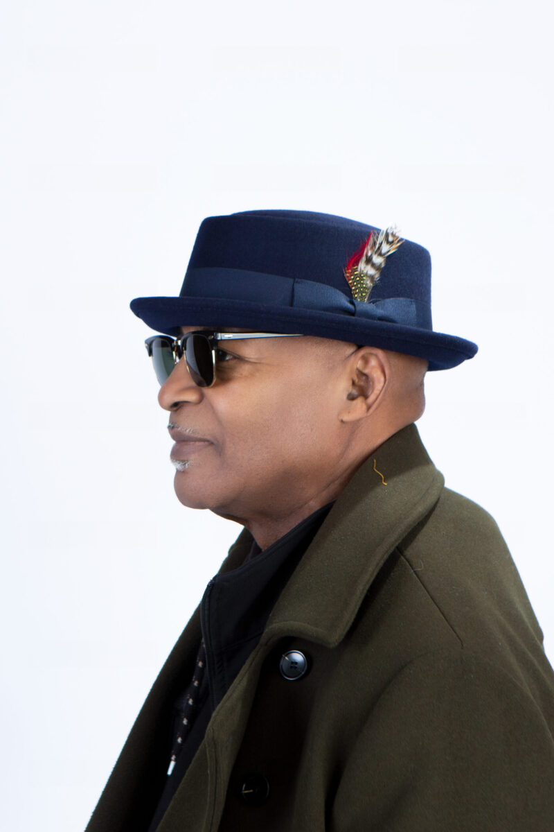 Classic Navy Blue Pork Pie Hat with Feather Decore