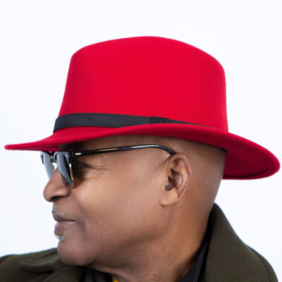 JT Vibrant Red with Black Belt Fedora Hat