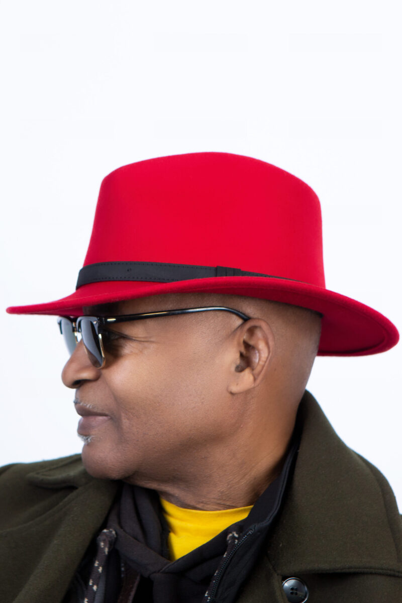 JT Vibrant Red with Black Belt Fedora Hat