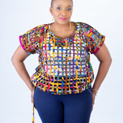 Hani Handwoven Multicolored Ankara Waist-Tie Top
