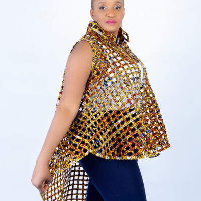 Berta Colourful Woven Asymmetrical Collared Kimono