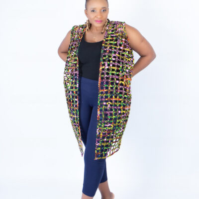 Mari Rainbow Mix Ankara Weaved Sleeveless Kimono