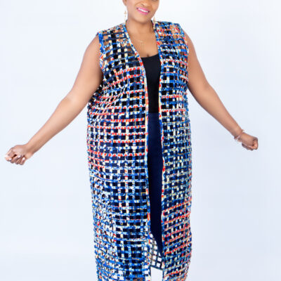 Ankara Weaved Full Length Sleeveless Kimono