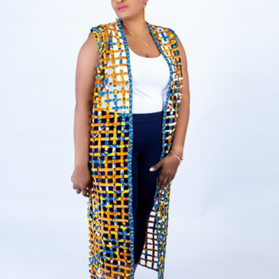 Ade Ankara Weaved Full Length Sleeveless Kimono