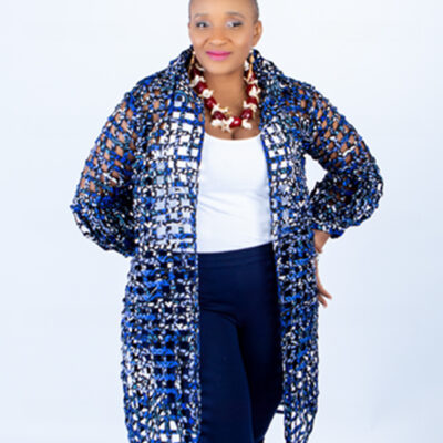 Blue Sue Ankara Weaved Mid Overthrow with Puff Sleeves