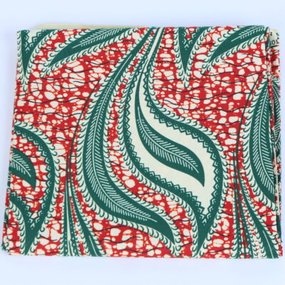 African Beautiful Turquoise and Red Pattern 6-yard Fabric