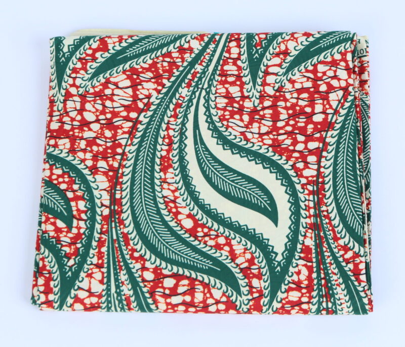 African Beautiful Turquoise and Red Pattern 6-yard Fabric