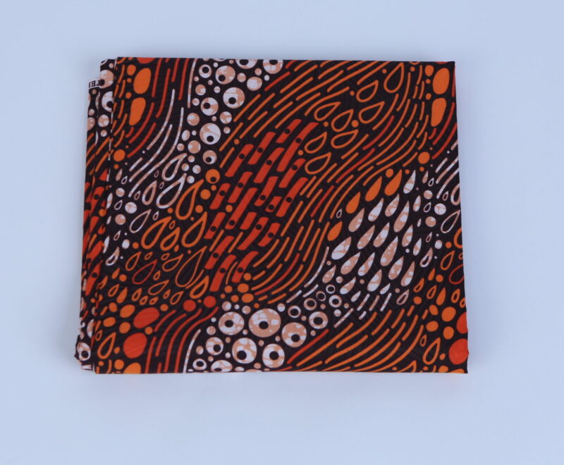 African Beautiful Orange Hues Squiggly 6-yard Fabric