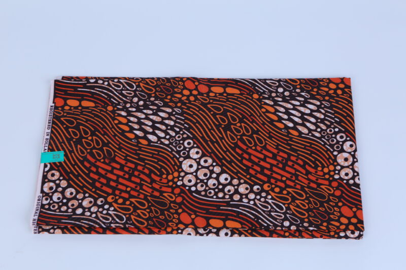 African Beautiful Orange Hues Squiggly 6-yard Fabric