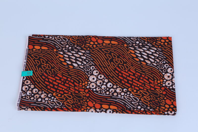 African Beautiful Orange Hues Squiggly 6-yard Fabric