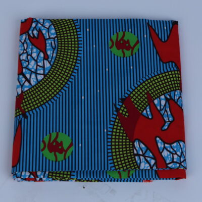 African Blue and Red Bird Ankara Pattern 6-yard Fabric
