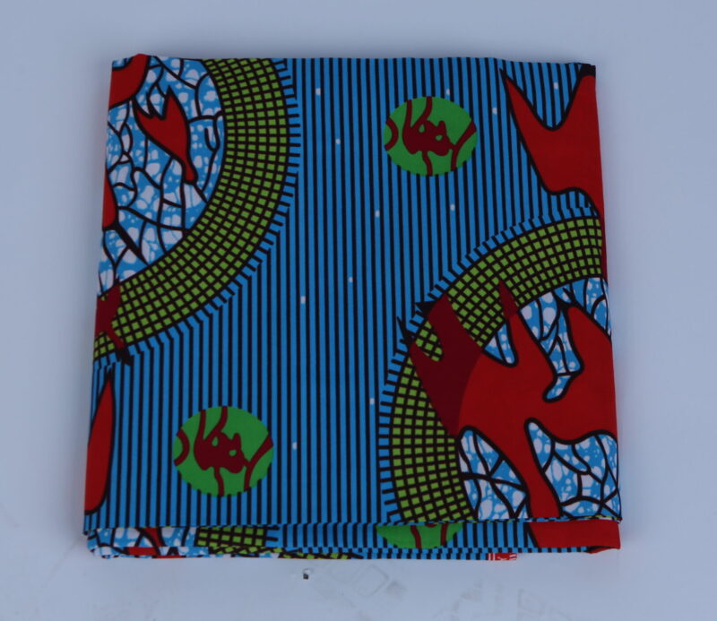 African Blue and Red Bird Ankara Pattern 6-yard Fabric