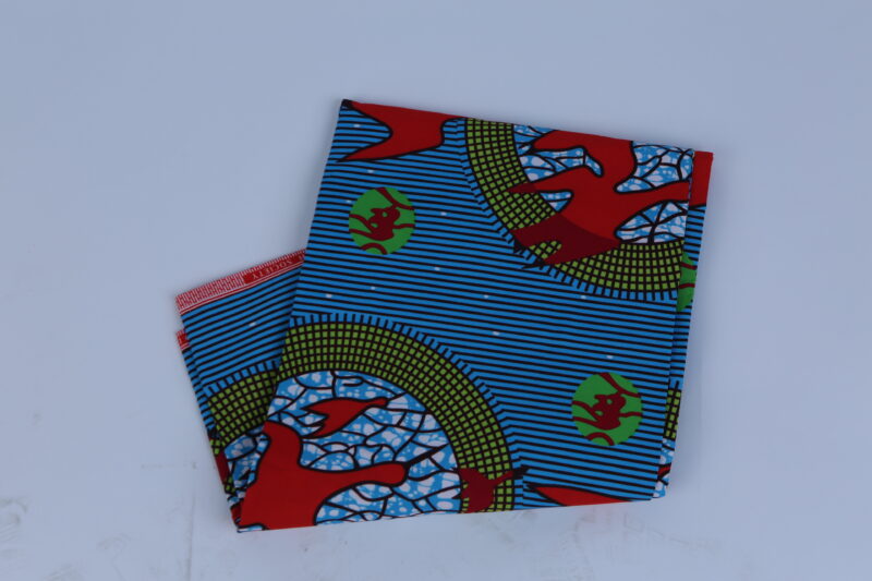 African Blue and Red Bird Ankara Pattern 6-yard Fabric
