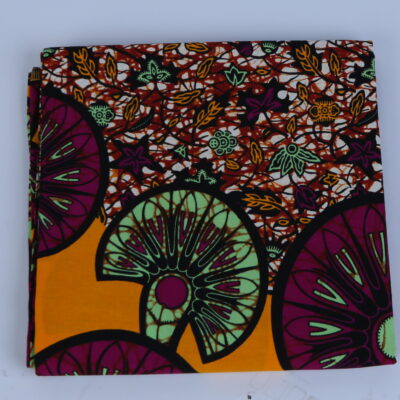 Africa Red & Yellow Ankara Fan Pattern 6-yard Fabric