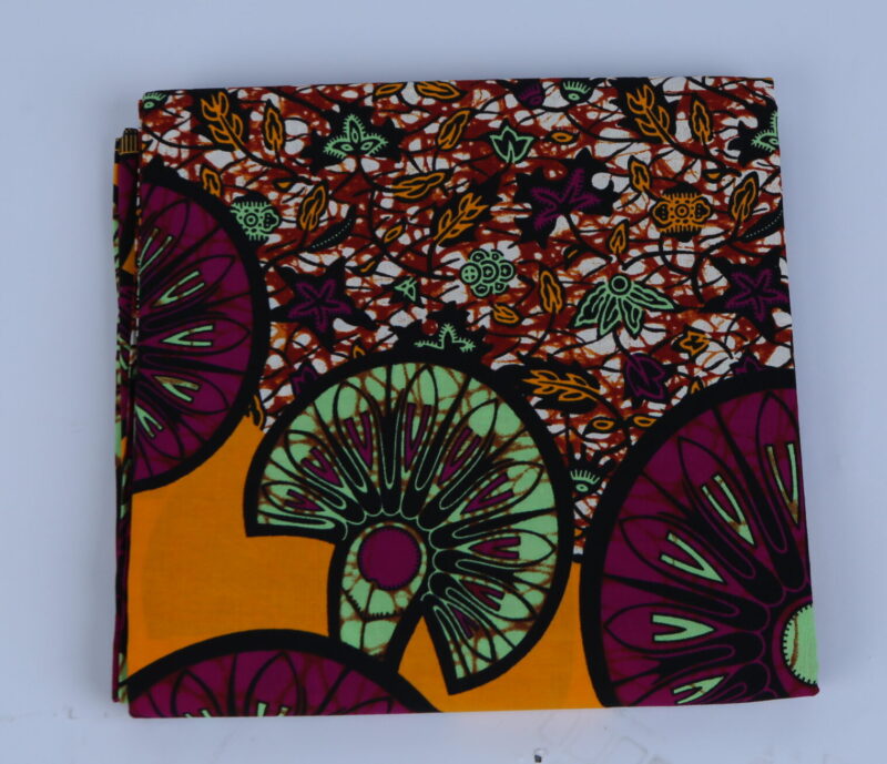 Africa Red & Yellow Ankara Fan Pattern 6-yard Fabric