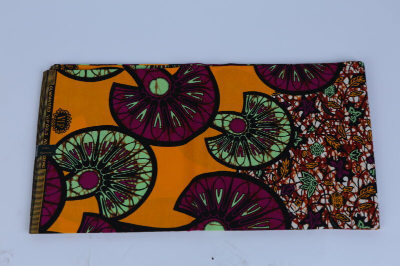 Africa Red & Yellow Ankara Fan Pattern 6-yard Fabric