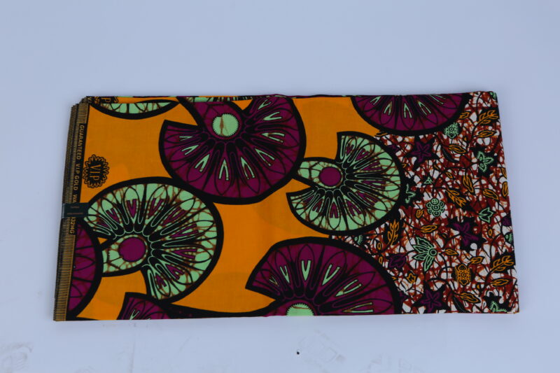 Africa Red & Yellow Ankara Fan Pattern 6-yard Fabric