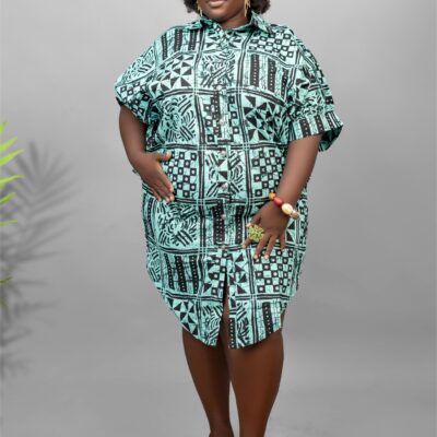 Plus Size African Print Shirt Dress - Marela